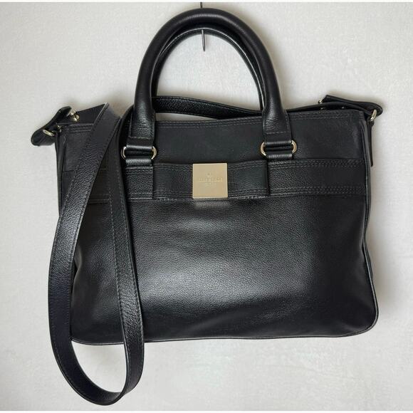 KATE SPADE Bow Black Leather Tote Shoulder Strap Bag Purse Primrose Hill Goldie - Picture 2 of 11